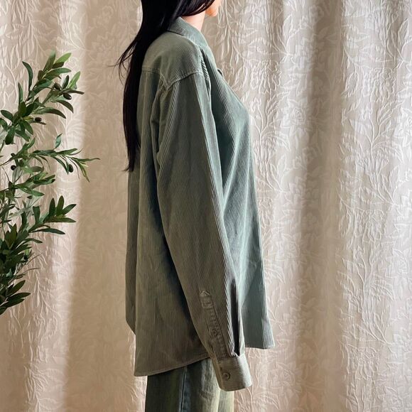 NWT Sun + Stone Sage Green Corduroy Button Up Shirt Grunge Men's Size XXL - Picture 3 of 6